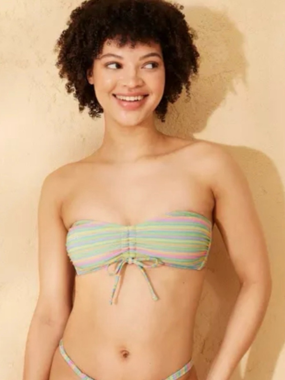 5/$25 Wild Fable Rainbow Striped Bandeau Bikini Top